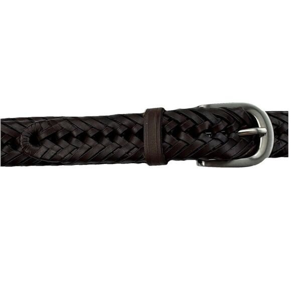 Dark Brown GENUINE LEATHER Braided BELT Men Size 44/110 - Picture 1 of 7